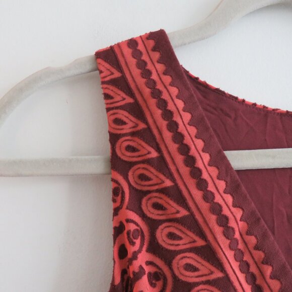 ANTHROPOLOGIE PILCRO Crimson Cotton Pilcro Burnout V-Neck Velvety Dress - Size 4 - Picture 7 of 16